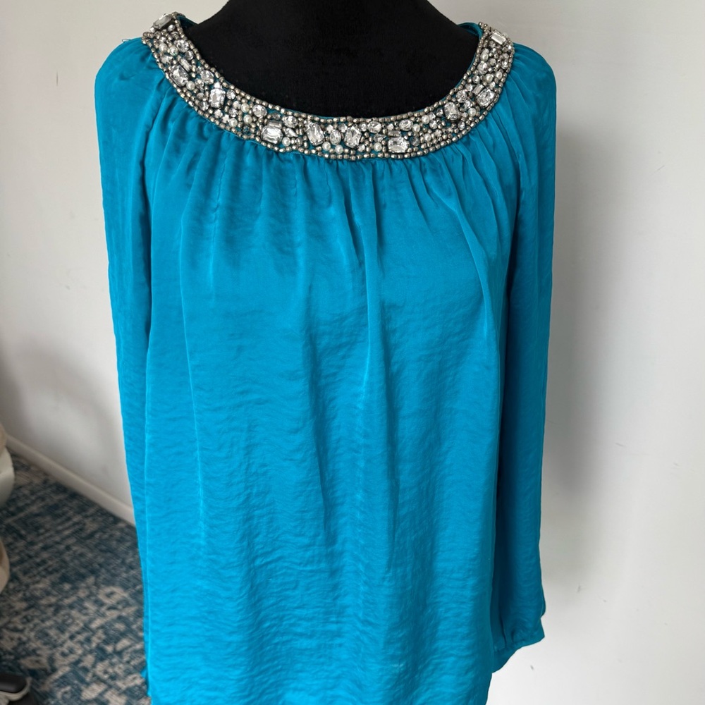 Embellished Turquoise Women's Top#889